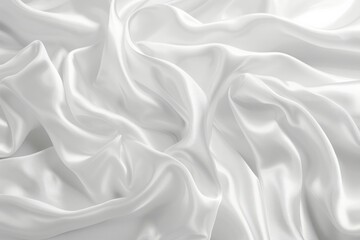Obraz premium Glossy white satin fabric folds. Detailed photo textured background