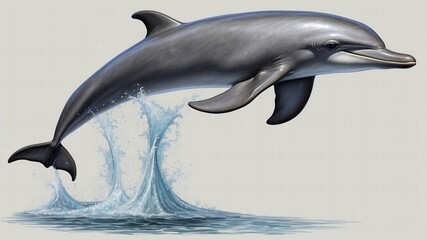 Obraz premium Dolphins realistic. Ocean or marine animals swim fishes with flippers deep blue sea underwater fauna decent realistic dolphins collection