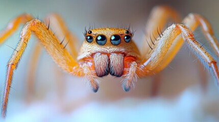 Fototapeta premium A close-up image of a vibrant orange spider showcasing its unique features and textures.