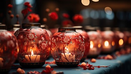 christmas candles in the glass