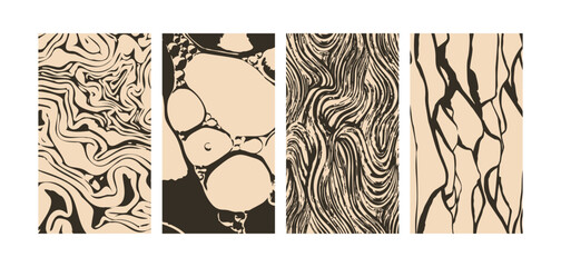 Set of Abstract Textured Vector Social Media Backgrounds in Neutral Tones