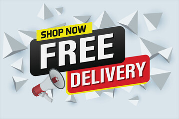 free delivery poster banner graphic design icon logo sign symbol social media website coupon sale

