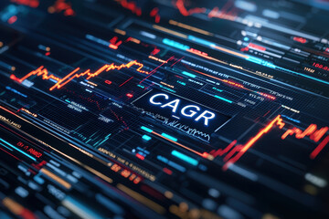 Obraz premium CAGR calculation concept with business graphs and data compound annual growth rate concept