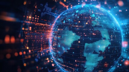Technology image of globe. Global network graphic concept. Big data visualization. Digital innovation concept for your design