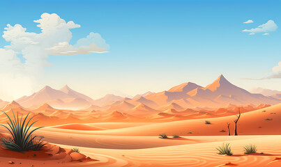 Desert landscape style with a white wallpaper border, highlighting sandy terrain and vast horizons.