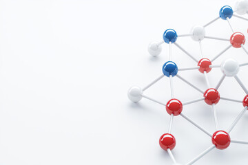 Molecular structure red and blue with protein structure amino acid model concept