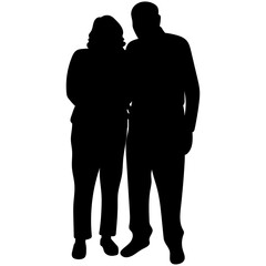 Elderly Couple Silhouette. Vector silhouettes of elderly couples.
