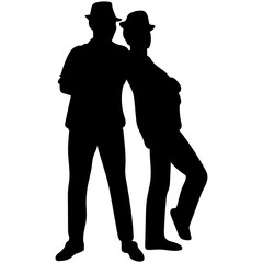 Elderly Couple Silhouette. Vector silhouettes of elderly couples.