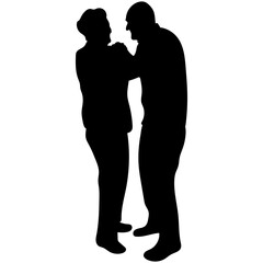 Elderly Couple Silhouette. Vector silhouettes of elderly couples.