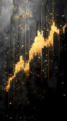 create a dark background, elements representing trading on the stock exchange participate in the background design