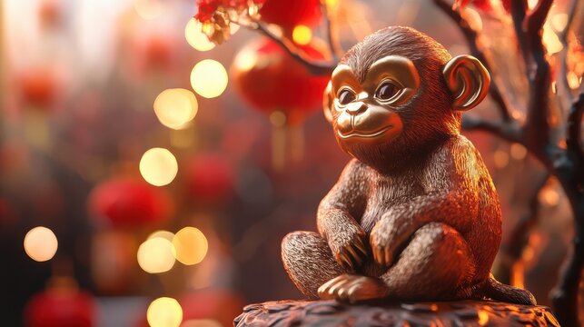 chinese new year decoration with gold monkey,2016 is year of the monkey
