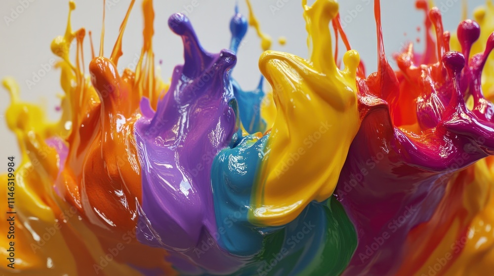 Poster Vibrant splashes of colorful paint creating an artistic visual effect.