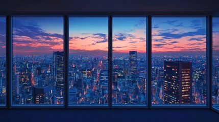 stunning tokyo cityscape sunset view from skyscraper window