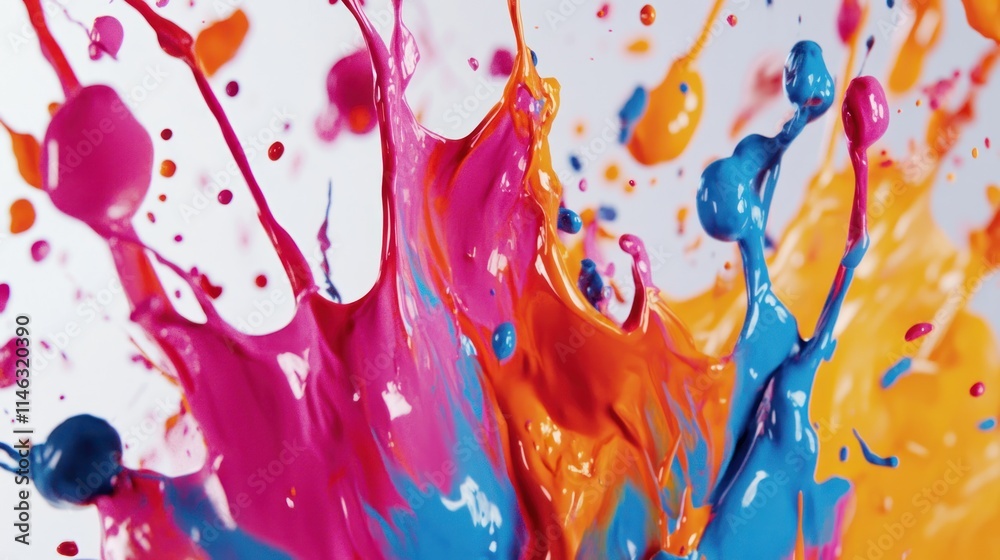 Aufkleber Vibrant splashes of paint create a dynamic and colorful abstract composition.