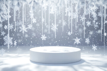 Winter Scene with Icicles and Snowflakes