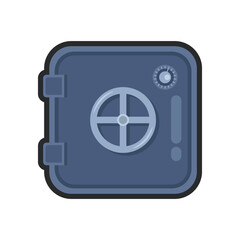 steel bank safe with outline in flat vector design.