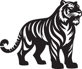 Obraz premium tiger, tiger logo vector, tiger vector illustration, tiger silhouette vector black and white full body eps file