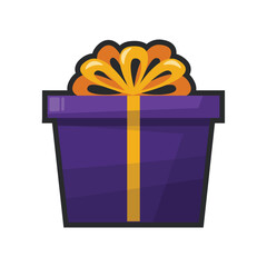 dark purple gift box  in outline flat vector design.