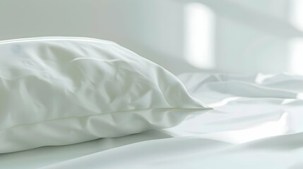 Soft White Pillow on Bedding, 3D Illustration