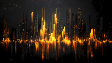 create a dark background, elements representing trading on the stock exchange participate in the background design