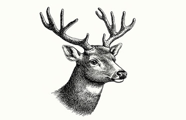 Sheep, lamb. Vintage retro print, black white sheep lamb sketch ink pencil style drawing, engrave old school. Sketch artwork silhouette farm sheep lamb. Side view profile. Illustration