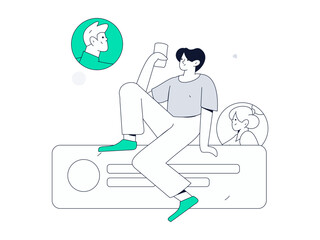 Personnel doing job interview flat vector concept operation hand drawn illustration
