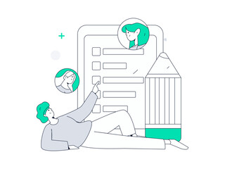 Personnel doing job interview flat vector concept operation hand drawn illustration
