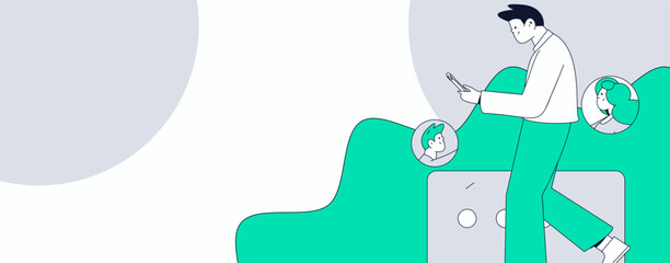 Personnel doing job interview flat vector concept operation hand drawn illustration
