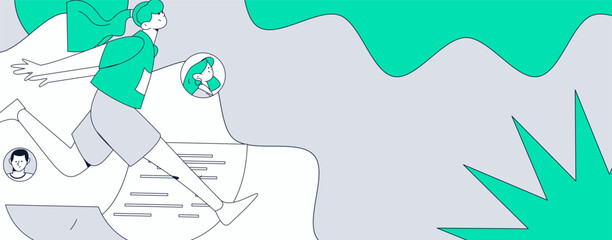 Personnel doing job interview flat vector concept operation hand drawn illustration
