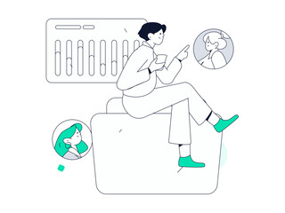 Personnel doing job interview flat vector concept operation hand drawn illustration
