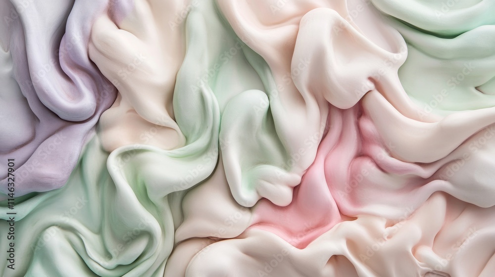 Poster A close-up of soft, flowing fabric in pastel colors, creating a serene and calming effect.