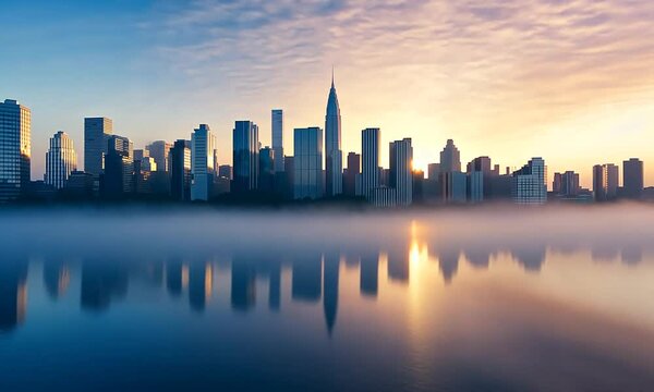 A dense fog rolling over a rocky coast with distant waves crashing