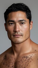 Obraz premium Portrait of a confident man studio photography neutral background close-up