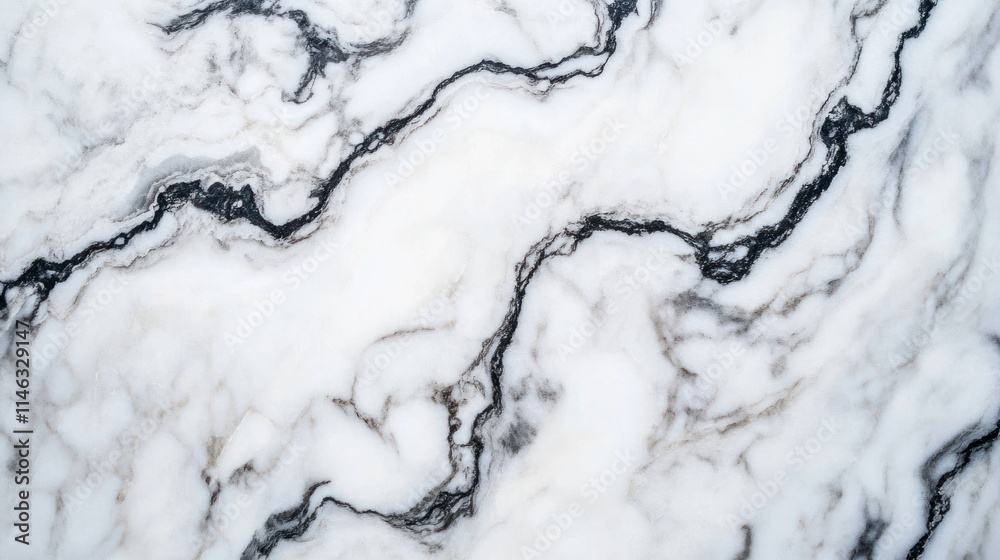 Poster A close-up view of a marble surface featuring white and black veining patterns.
