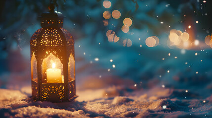 Winter Night Lantern Illustration