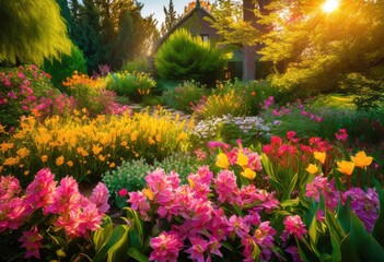 Fototapeta premium vibrant floral explosion showcasing exquisite lush joyful spirit spring season, rainbow, lgbtq, lgbt, pride, colorful, love, equality, bloom, flower