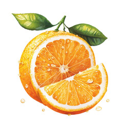 Fresh Watercolor Orange with Droplets