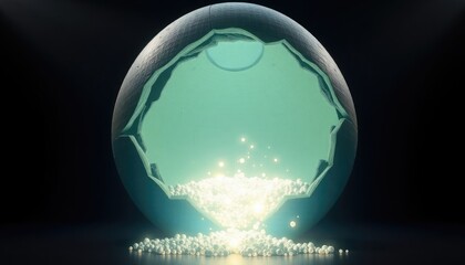 4K HD Wallpapers Massive Digital Egg Cracked Open, Revealing Glowing Particles Spilling Out. Desktop Wallpaper HD. HD Backgrounds
