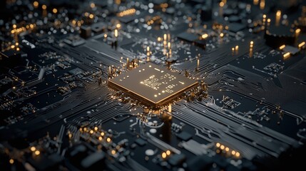 Abstract Technology Background with Circuit Board and Microchip