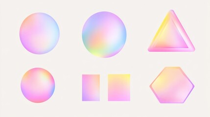 A collection of pastel-colored geometric shapes in various forms and sizes.