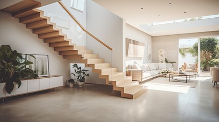 Modern Interior Design with a Staircase and Living Room