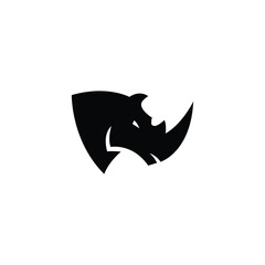 Rhino head animal silhouette. Silhouette of a rhino animal on white background.