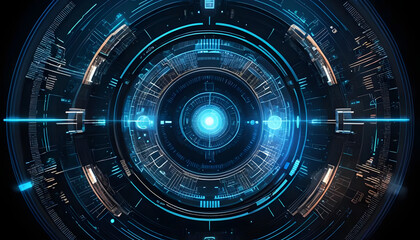 Fototapeta premium Futuristic digital network interface design with circuit boards, cyber security HD background