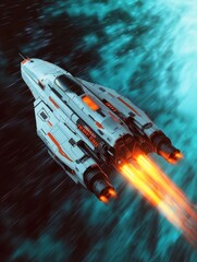 Futuristic Spacecraft Exploring the Cosmos with Dynamic Motion