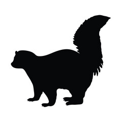 Skunk black silhouette illustration isolated on a white background