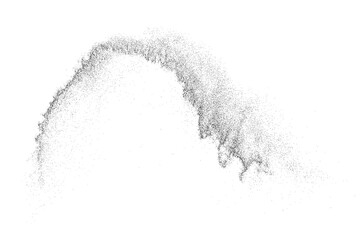 Fototapeta premium Black grainy texture. Abstract dust overlay. Grain noise. Black explosion on transparent background. Splash water effect. PNG format.