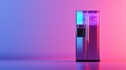Smart refrigerator with interactive projection in soft lighting
