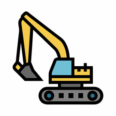 Smooth Excavator Illustration for Industrial Branding.