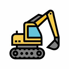 Smooth Excavator Illustration for Industrial Branding.