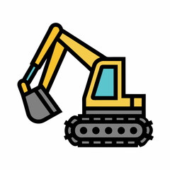 Smooth Excavator Illustration for Industrial Branding.